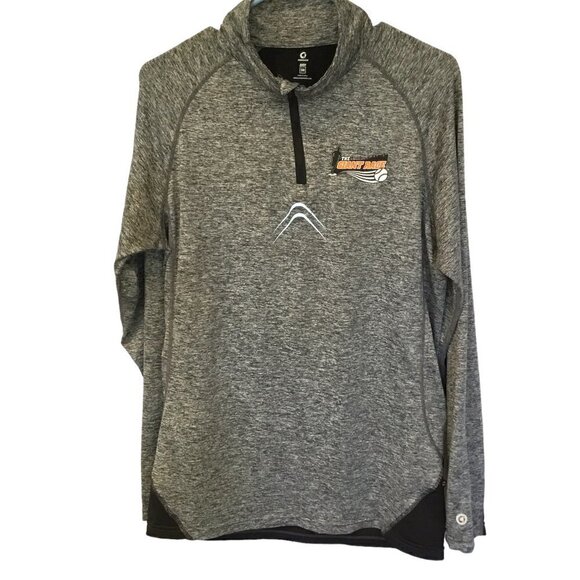 Green Layer "Giant Race" Quarter Zip Pullover Running Sweatshirt Sz Small Gray - Picture 1 of 9